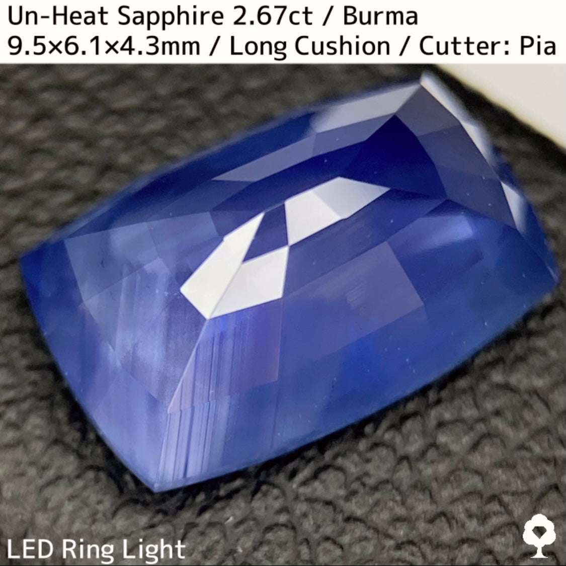 ビルマ産非加熱サファイア2.675ct★シルクの層がたっぷりと入った非加熱ならではの面白さと美しさを持った一石