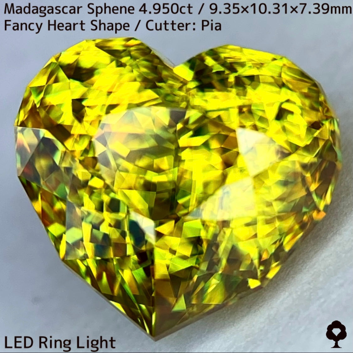 最高に煌めく超美結晶が完璧なファンシーハートシェイプに★マダガスカル産スフェーン4.950ct
