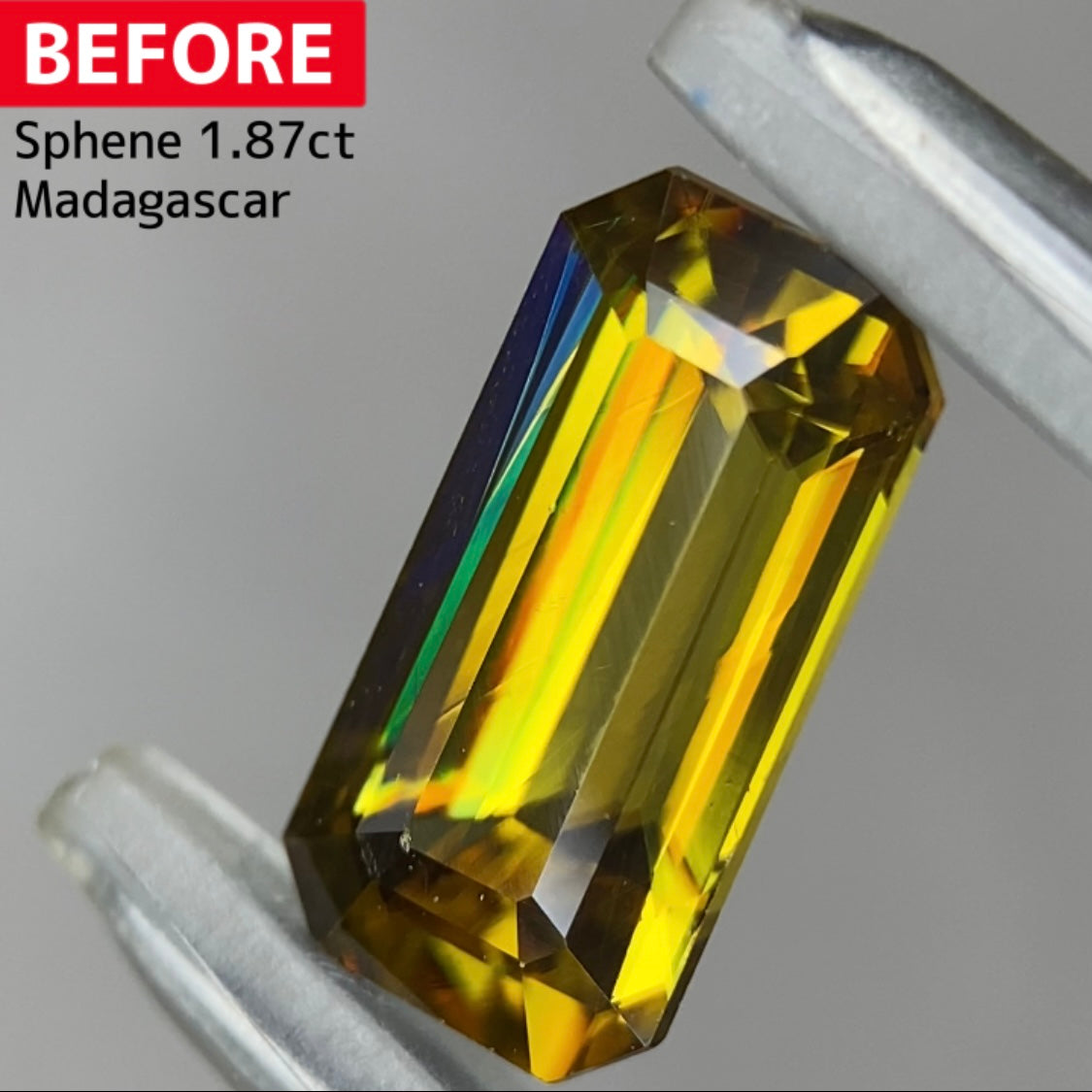 お客さま専用【超高品質BEFORE&AFTER】BEFOREスフェーン1.87ct★完成までプライス★5ZBご利用価格