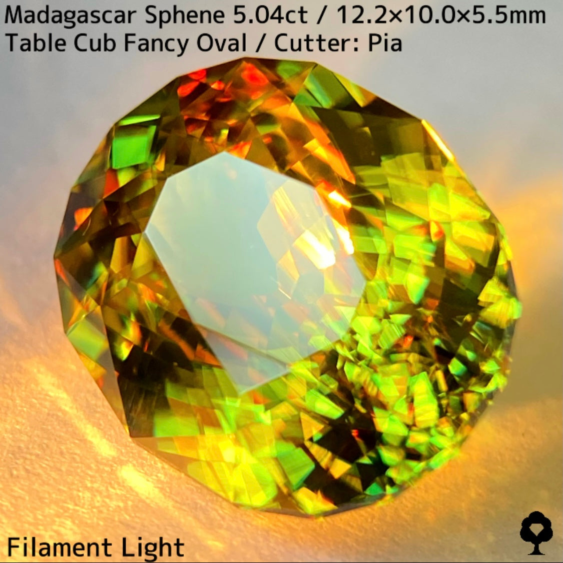 マダガスカル産スフェーン 5.041ct★イエローイッシュグリーンの爽やかで華やかなファイアー溢れる美結晶