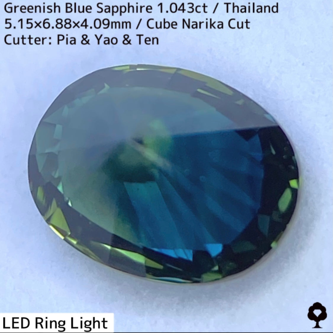 【ご当選者さま専用】タイ産グリニッシュブルーサファイア1.043ct★ディープカラーから煌めく羽根のようなティールブルー