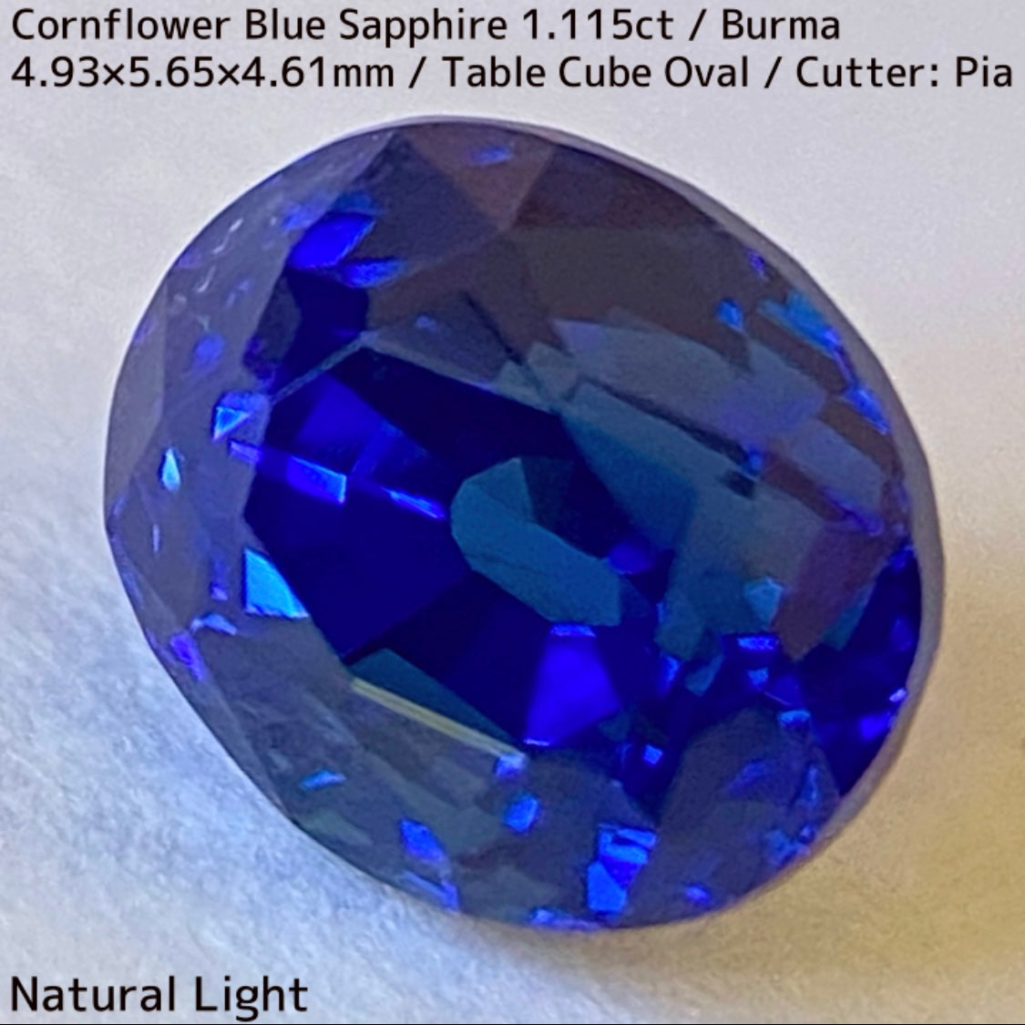 ビルマ産コーンフラワーブルーサファイア1.115ct