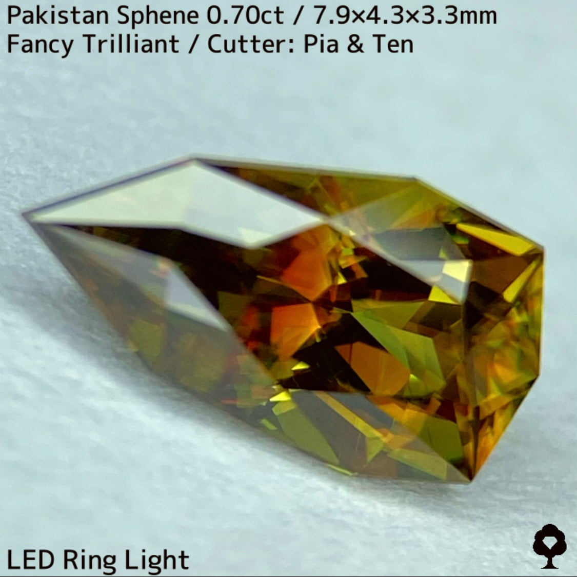 【ご当選者さま専用】パキスタン産スフェーン0.70ct★恐るべき煌めきと多色感たまらない槍型トリリアント