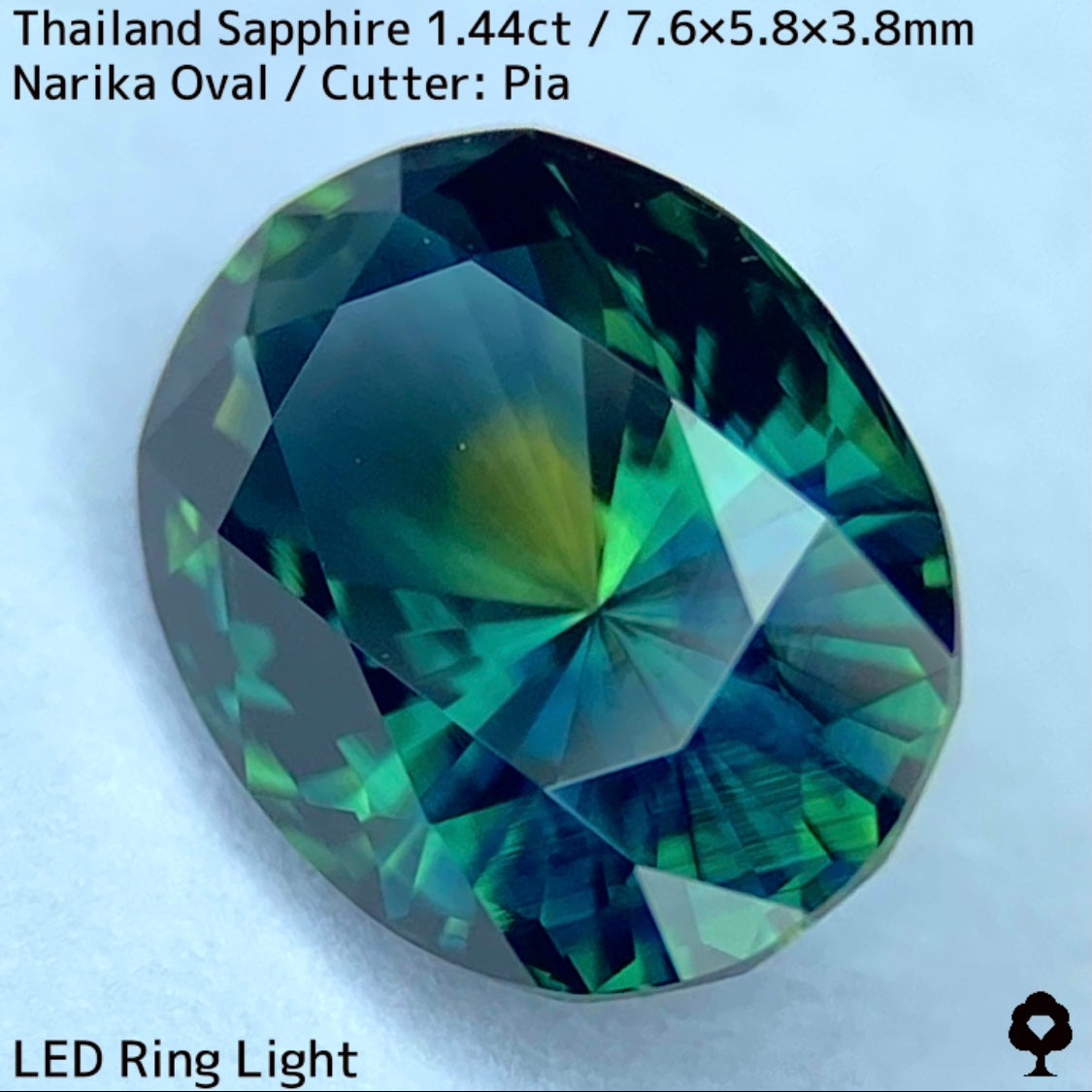 タイ産サファイア1.449ct★孔雀のようなカラーリングから鮮やかなグリニッシュブルー煌めき放つ自信作