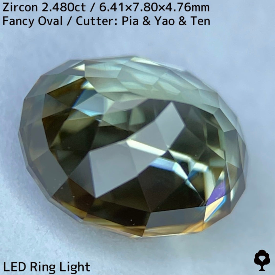 【ご当選者さま専用】ジルコン2.480ct★ゴールドの中に青の色だまりあるグリーンの煌めき放つ面白い1石