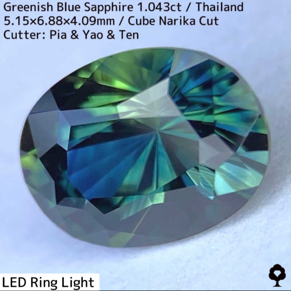 【ご当選者さま専用】タイ産グリニッシュブルーサファイア1.043ct★ディープカラーから煌めく羽根のようなティールブルー