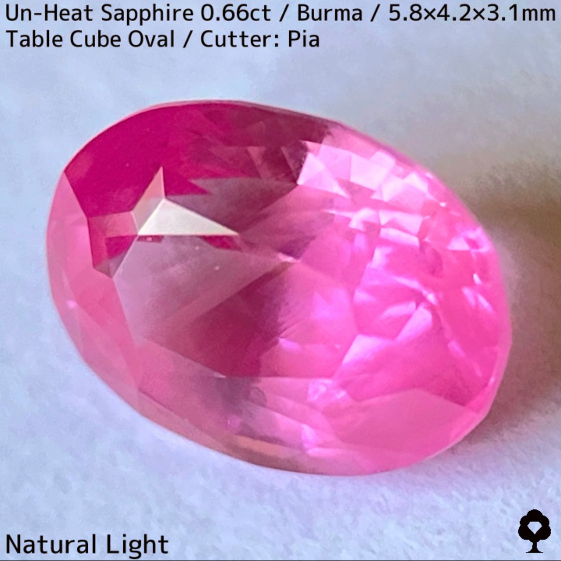【お客さま専用】ビルマ産非加熱サファイア0.66ct★クリアさもあるシルキーピンクの可愛い強蛍光オーバル
