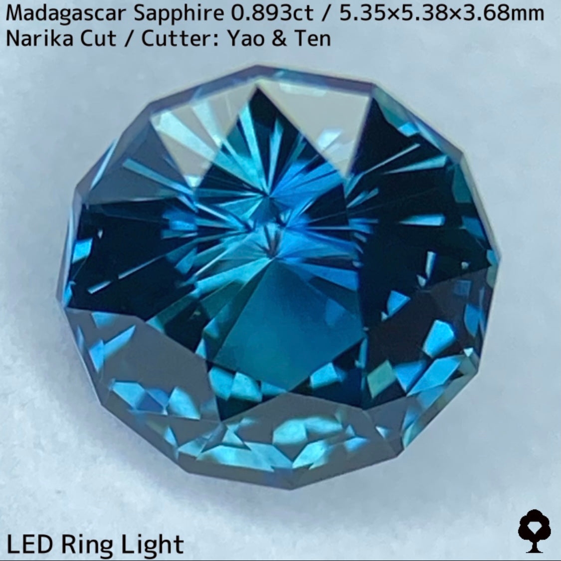 ほんのりミルキーでブルーにグリーンが混ざるナリカーカット★マダガスカル産サファイア0.893ct