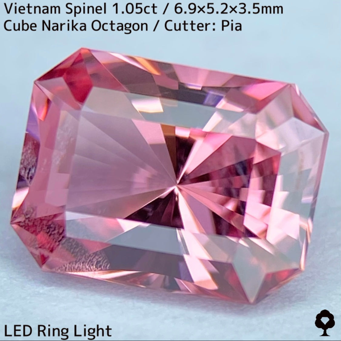 ベトナム産スピネル1.05ct★原石からつくりあげた明るく柔らかなピンクのシャープなナリカーカット