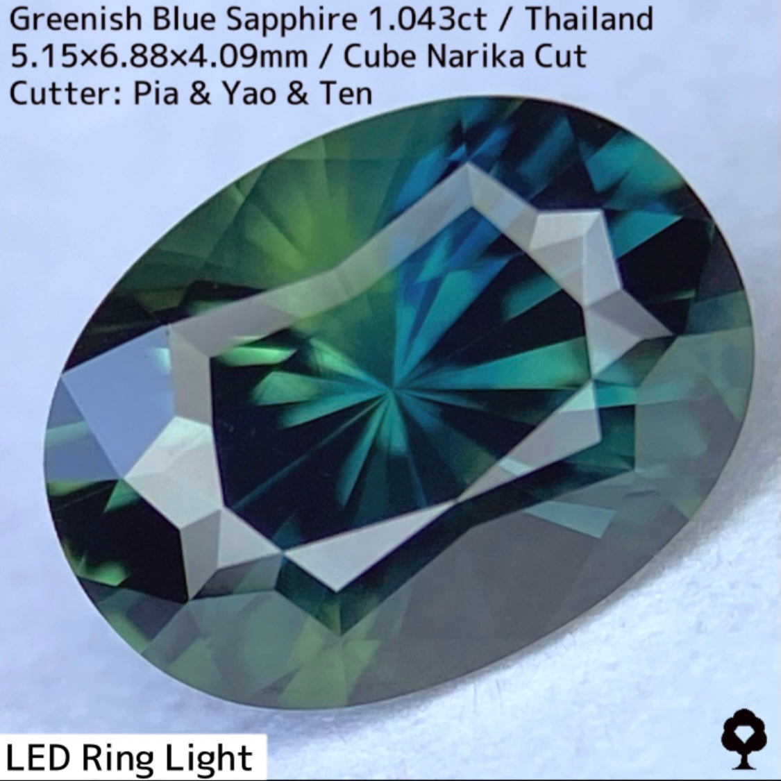 【ご当選者さま専用】タイ産グリニッシュブルーサファイア1.043ct★ディープカラーから煌めく羽根のようなティールブルー