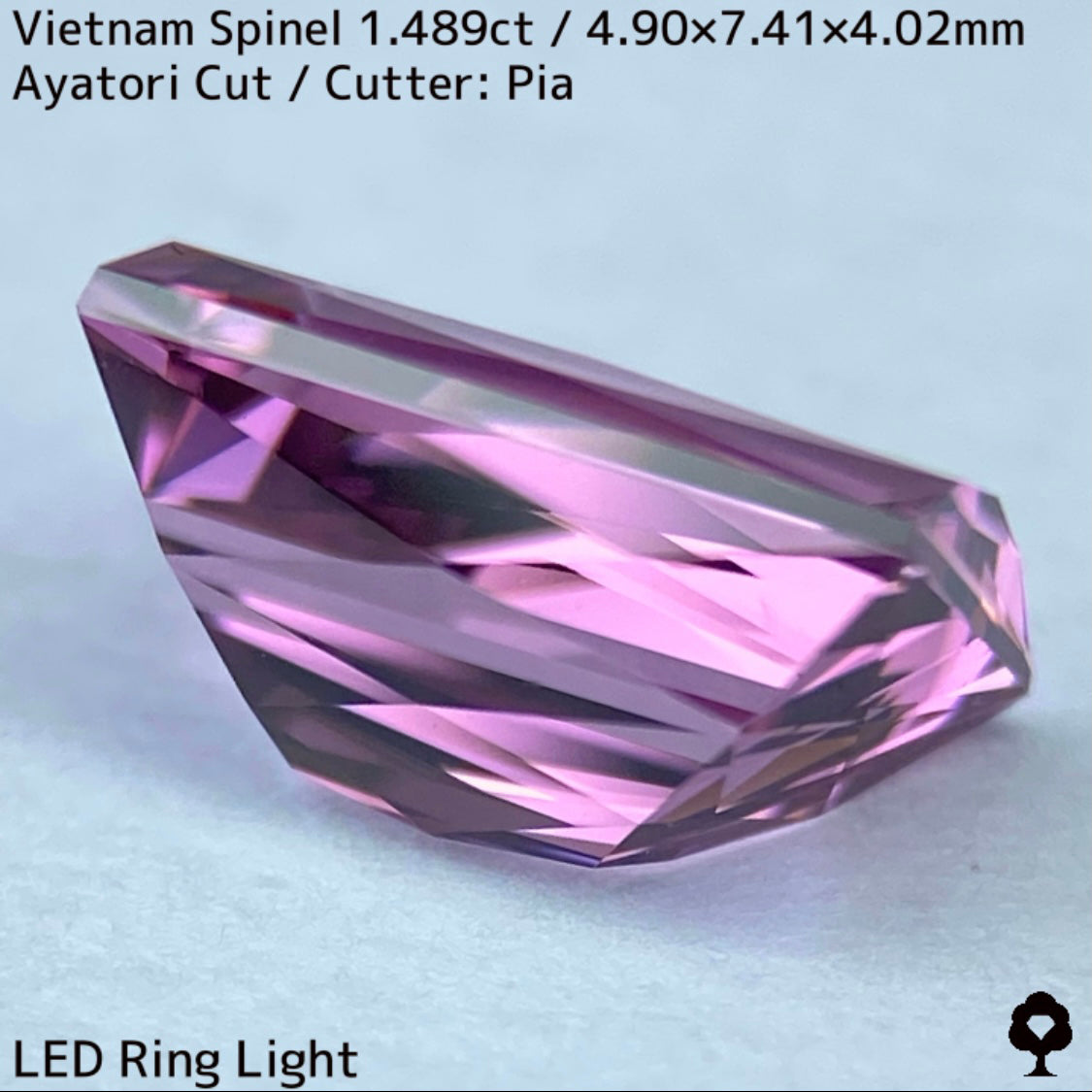 ベトナム産スピネル1.489ct★妖艶なピンキッシュパープルの超美結晶原石の形を生かしたシザースのあやとりカット