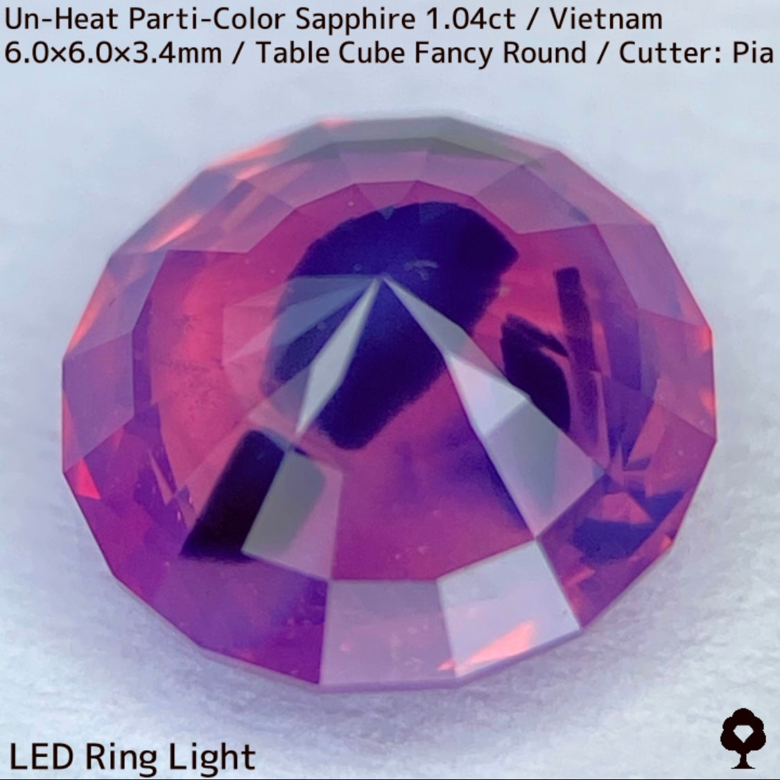 ベトナム産非加熱パーティカラーサファイア1.046ct★ベトナム産の面白さが詰まったシルキーネオン放つ1ctアップ