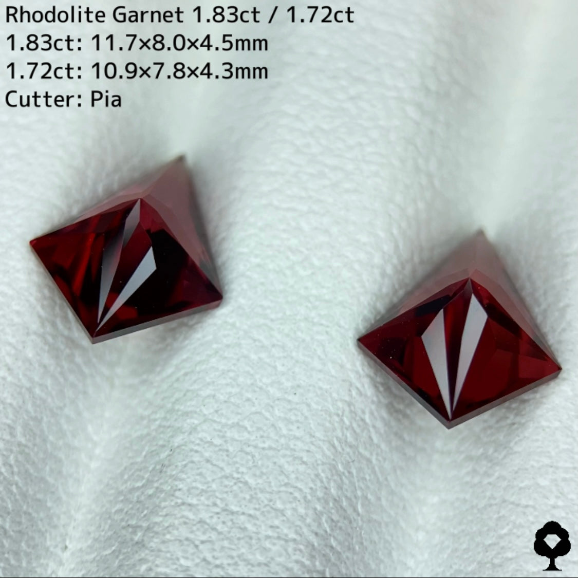 【お客さま専用】お仕立て妄想膨らむシャープな美色カイトカットペア★ロードライトガーネット 1.83ct/1.72ct ペア計3.55ct★Live限定サイコロプライス★