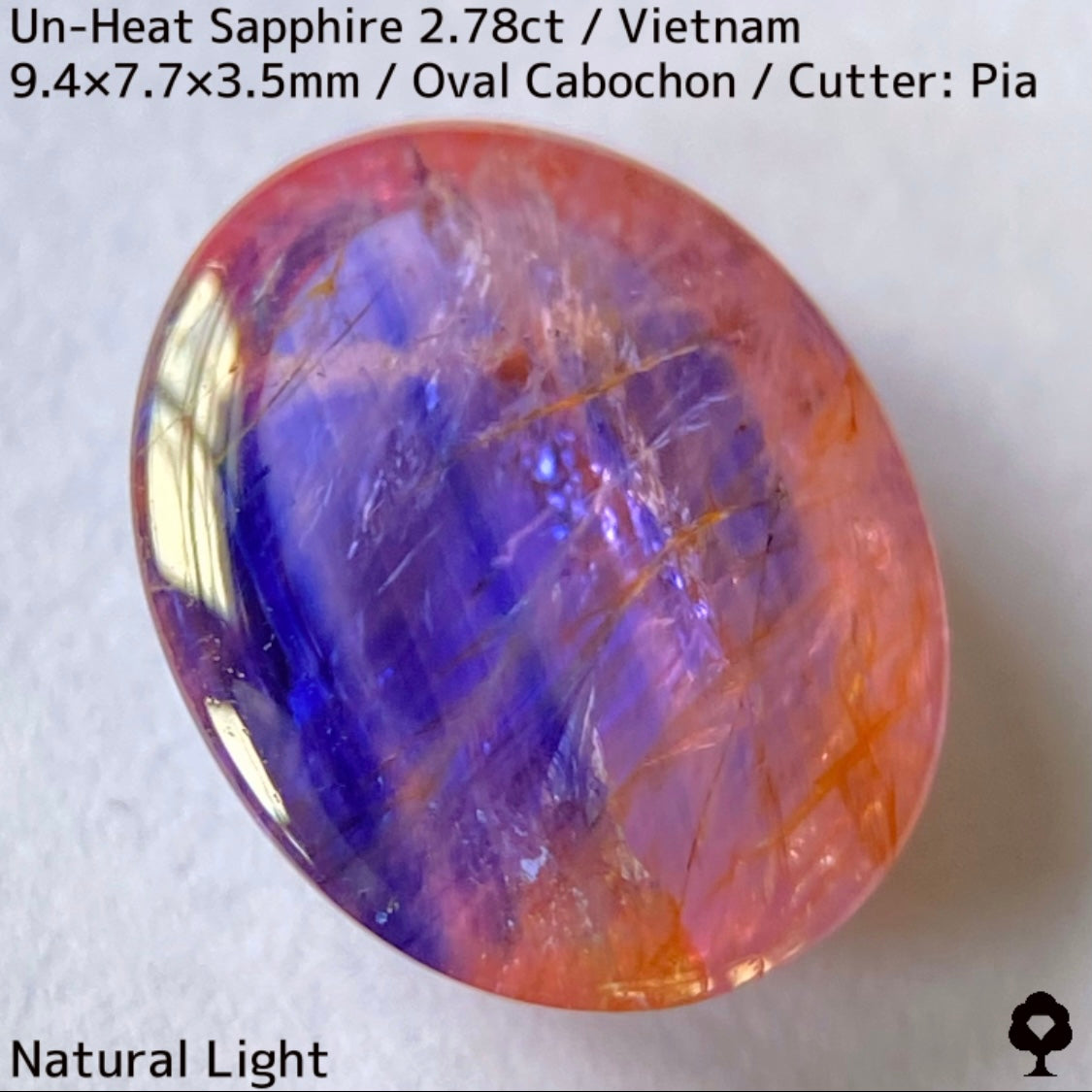 ベトナム産非加熱サファイア2.78ct★発色の良いパープルにオレンジインクルで絵画のようなベトナム産らしい面白い一石