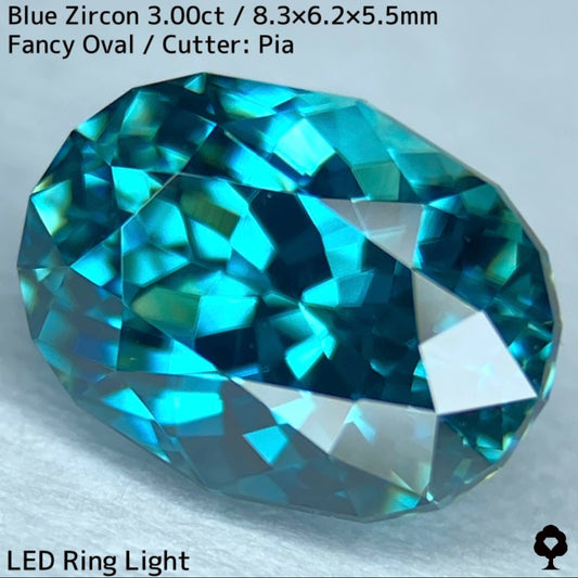 【イルモセレクト一級品】グリニッシュブルージルコン3.00ct★緑の強いラグーンカラーの煌めき抜群の超美結晶