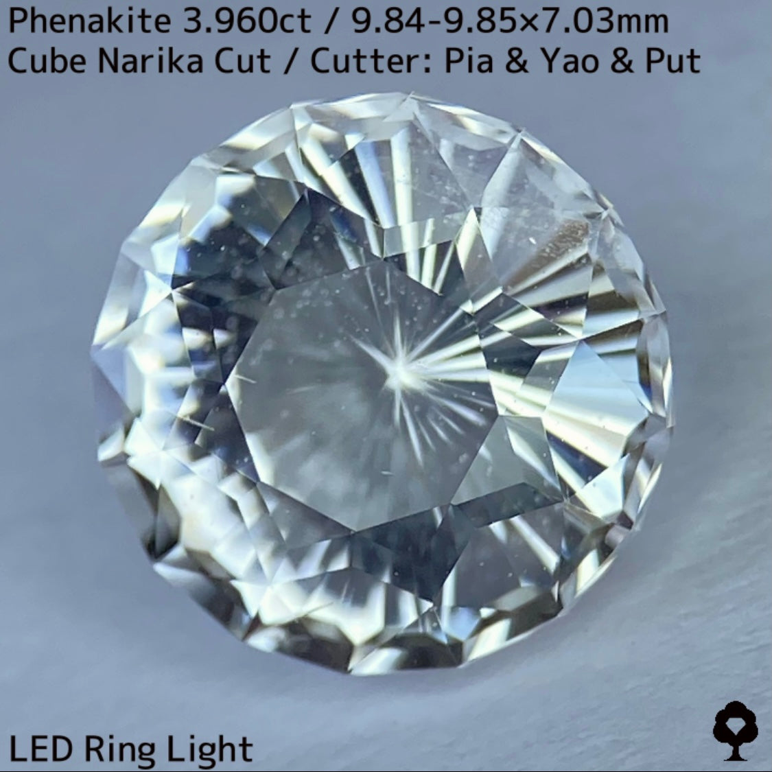 粉雪の舞う雪景色のような凛とした美しさの大粒レアストーンナリカーカット★フェナカイト3.960ct