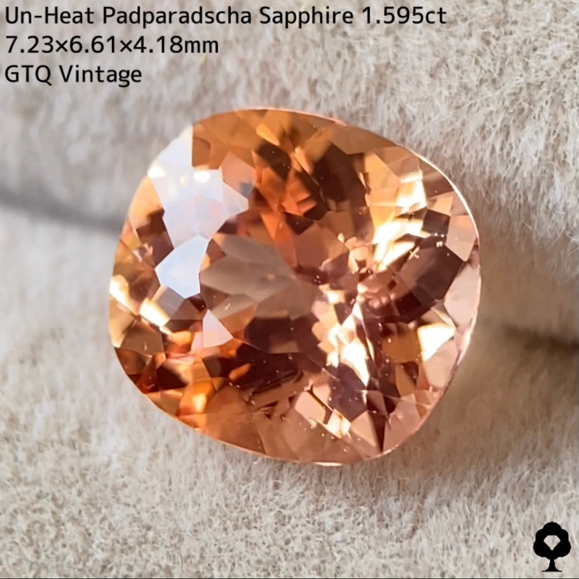 非加熱パパラチァサファイア1.595ct★探しても見つからない1.5ctアップのオレンジ系美色ヴィンテージ作品