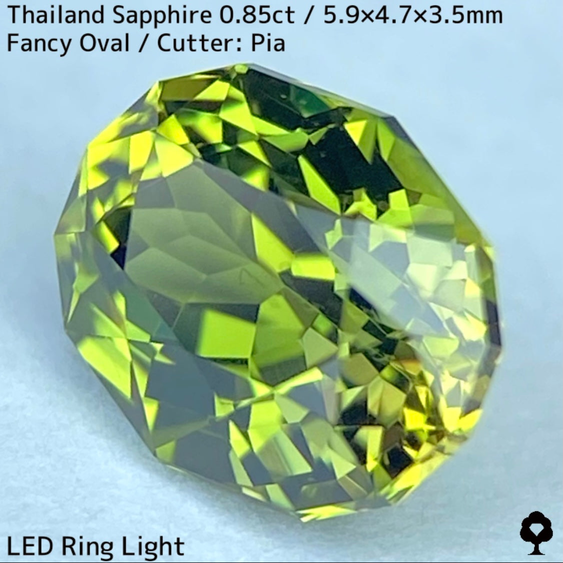 タイ産サファイア0.85ct★バンカチャらしいパーティライムカラーにファイアー彩る美結晶