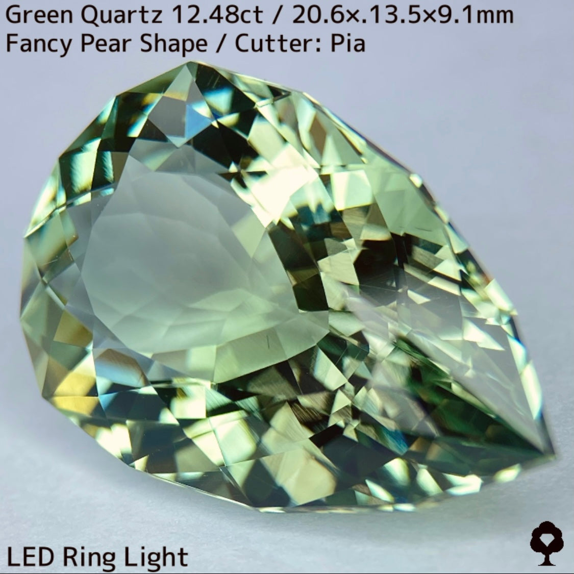 グリーンクォーツ12.48ct★圧倒的煌めきを放つ美結晶巨石はプリズムファイアー楽しめる