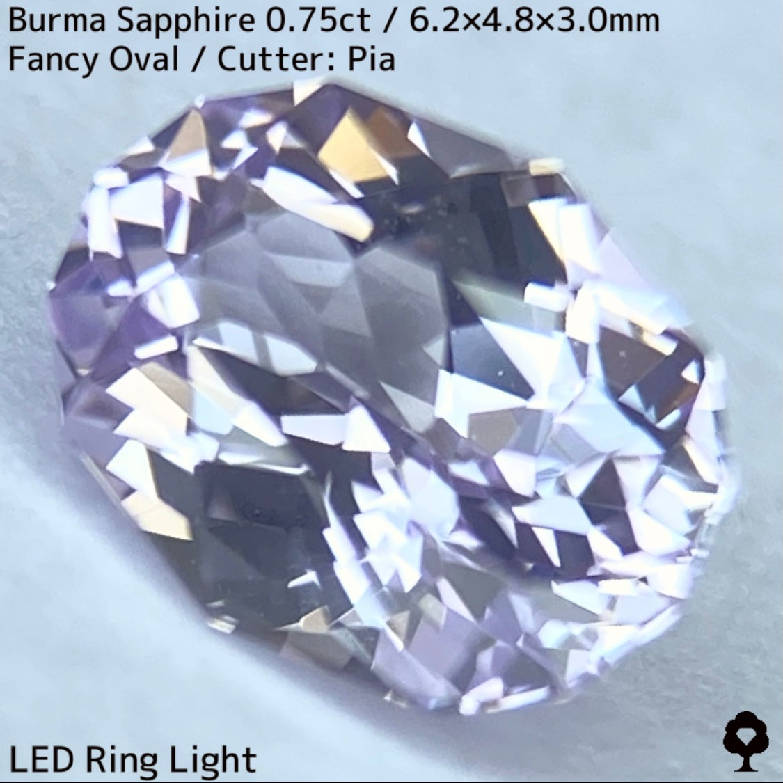 ビルマ産サファイア0.757ct★大変身を遂げたほのかなライラック感が可愛らしいほんのりシルキーなニアカラーレス