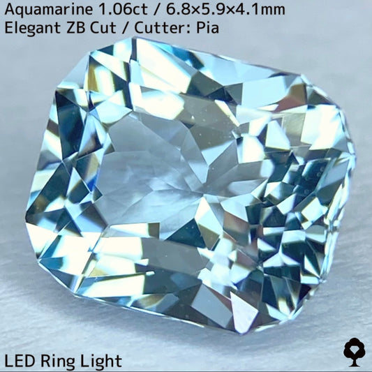 【お客さま専用】3月誕生石プライス★アクアマリン1.06ct★煌めき溢れるエレガントカットに宝石の形浮かぶZBカット