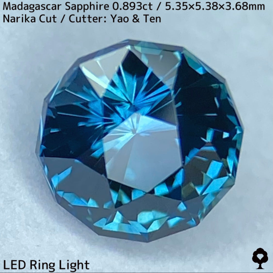 ほんのりミルキーでブルーにグリーンが混ざるナリカーカット★マダガスカル産サファイア0.893ct