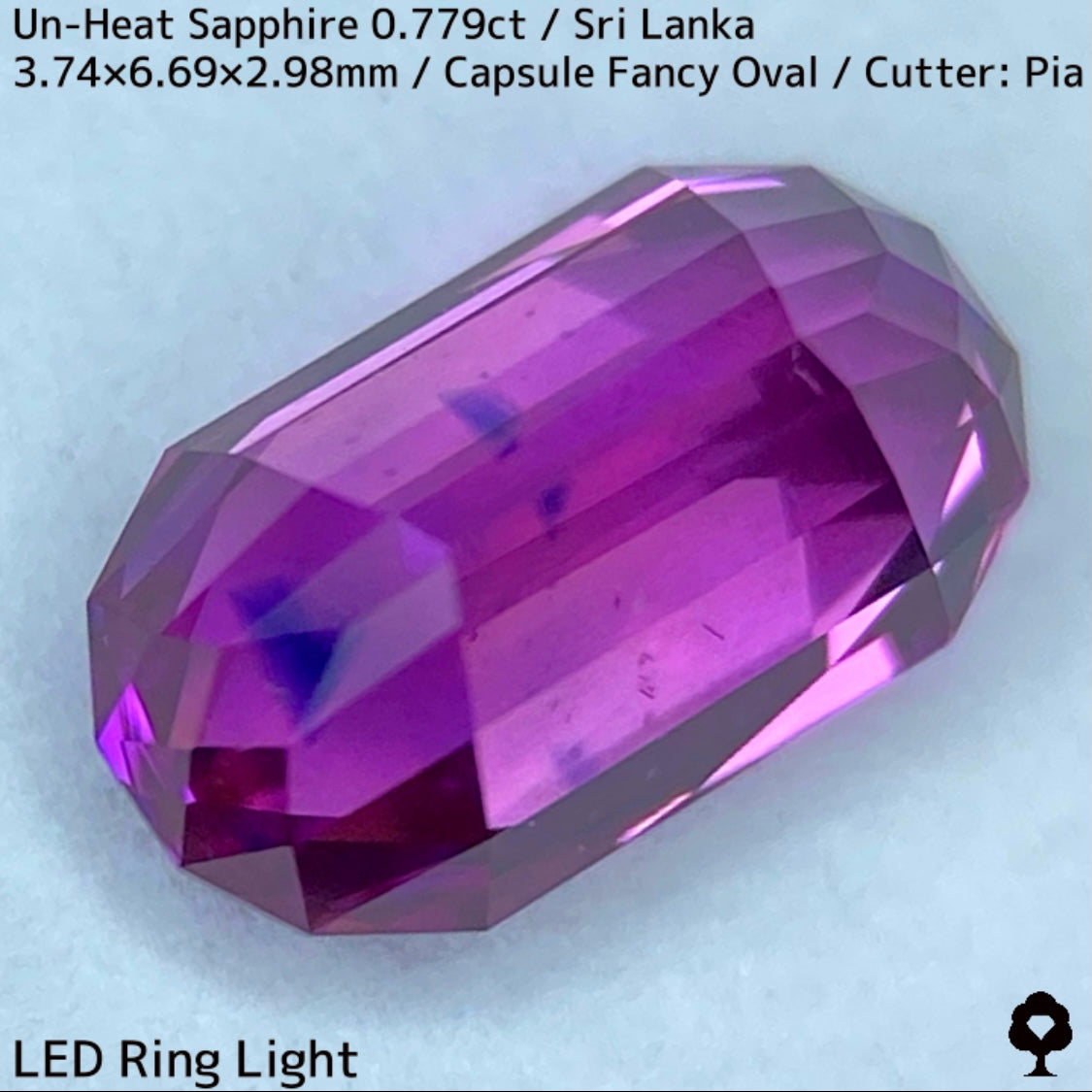 スリランカ産非加熱サファイア0.779ct★わずかなブルーの色だまりが良い仕事する両脇の色だまりたまらない一石
