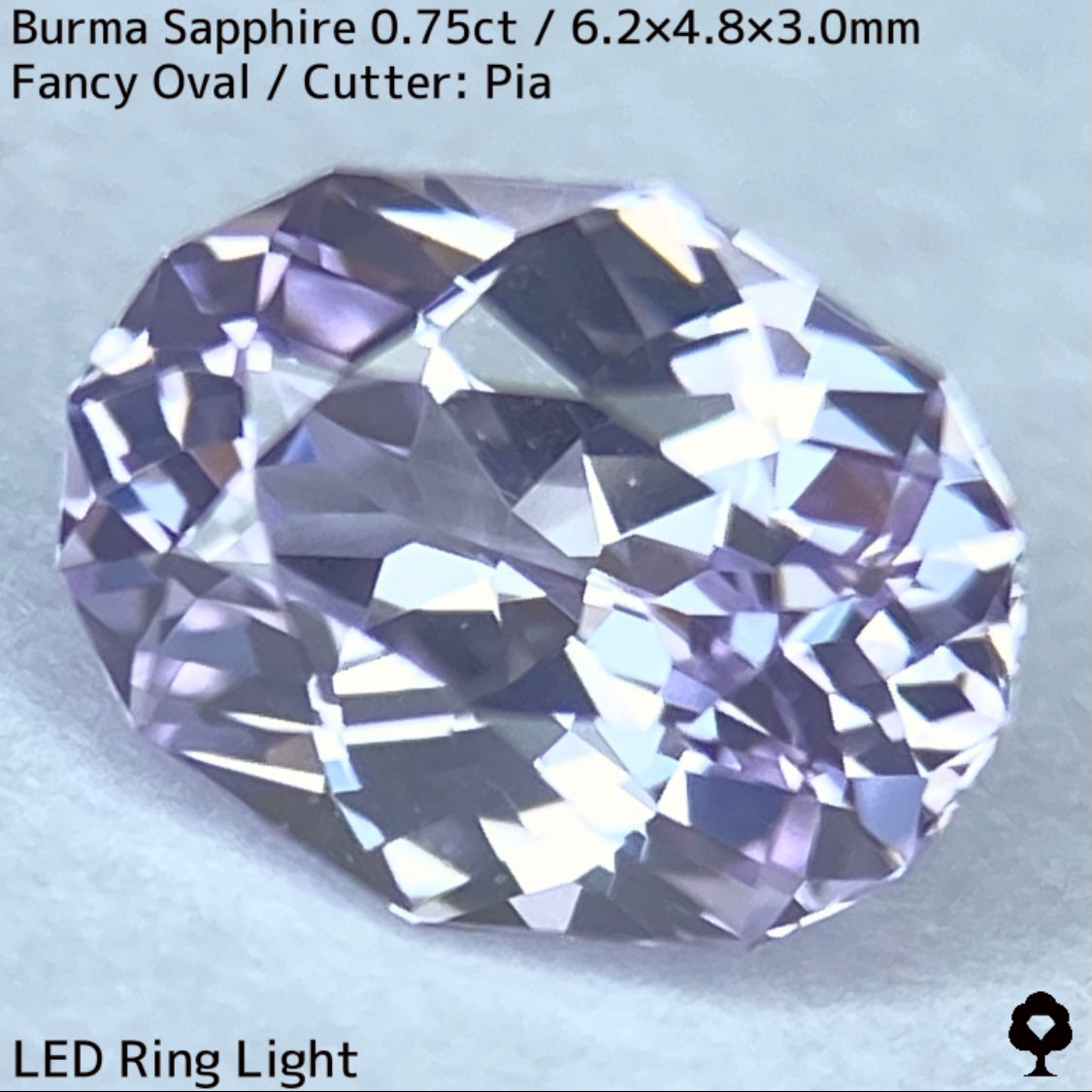 ビルマ産サファイア0.757ct★大変身を遂げたほのかなライラック感が可愛らしいほんのりシルキーなニアカラーレス