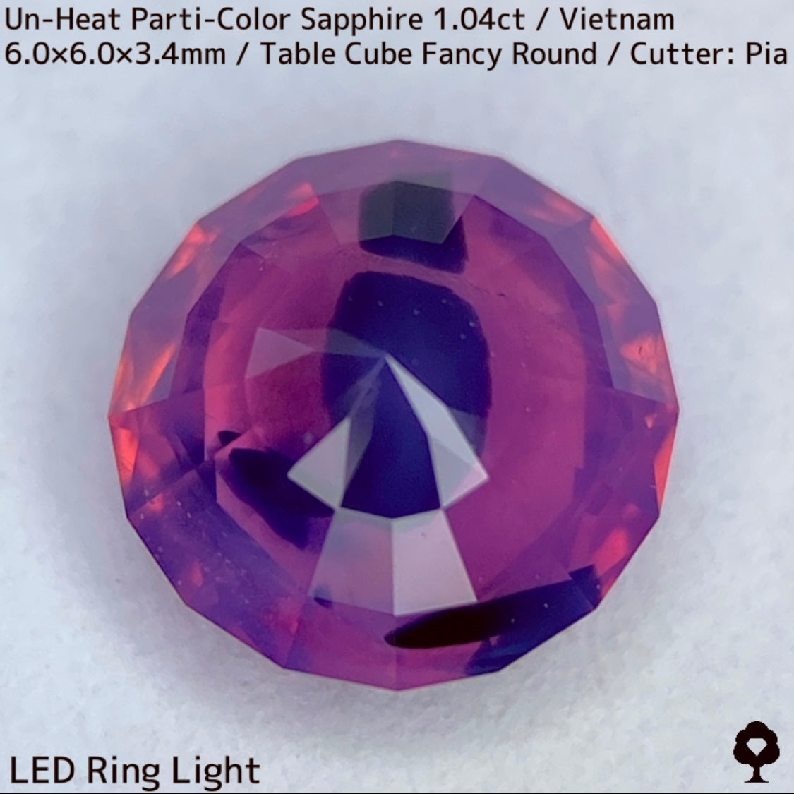 ベトナム産非加熱パーティカラーサファイア1.046ct★ベトナム産の面白さが詰まったシルキーネオン放つ1ctアップ