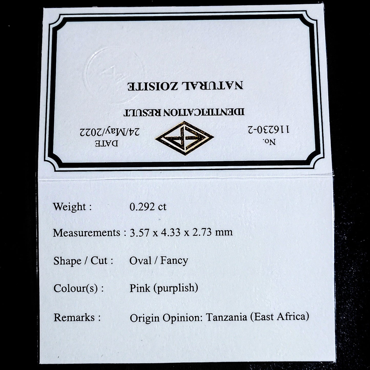 綺麗なパープルを噛んだピンクの非加熱ピンクゾイサイト 0.292ct