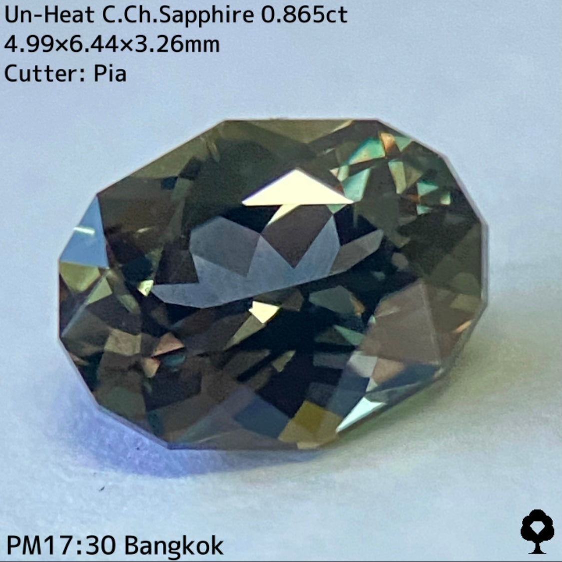 激渋カッコいいカーキの地色がピンキッシュパープルに変化★非加熱カラーチェンジサファイア0.865ct