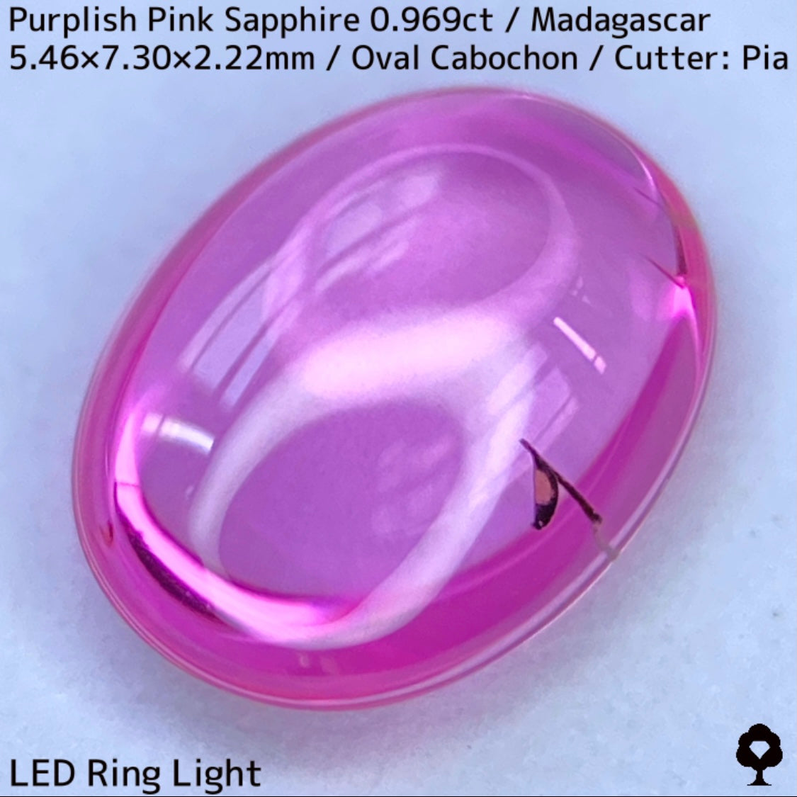 マダガスカル産ピンクサファイア0.969ct★美しい石質の美ピンクに音符のような蝶のようなインクルが可愛い