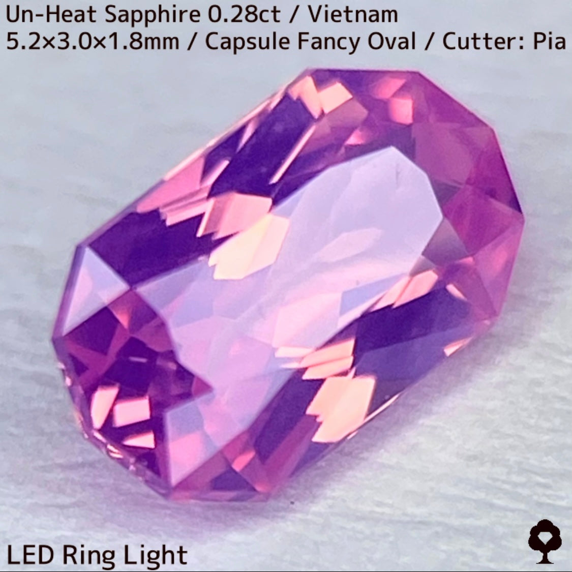 ベトナム産非加熱サファイア0.286ct★ベトナム産の代名詞とも言えるシルキーピンクからネオン感あるゴールドの煌めき