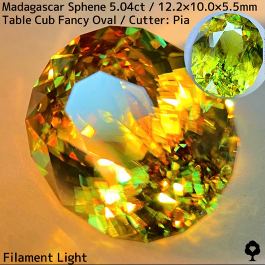 マダガスカル産スフェーン 5.041ct★イエローイッシュグリーンの爽やかで華やかなファイアー溢れる美結晶