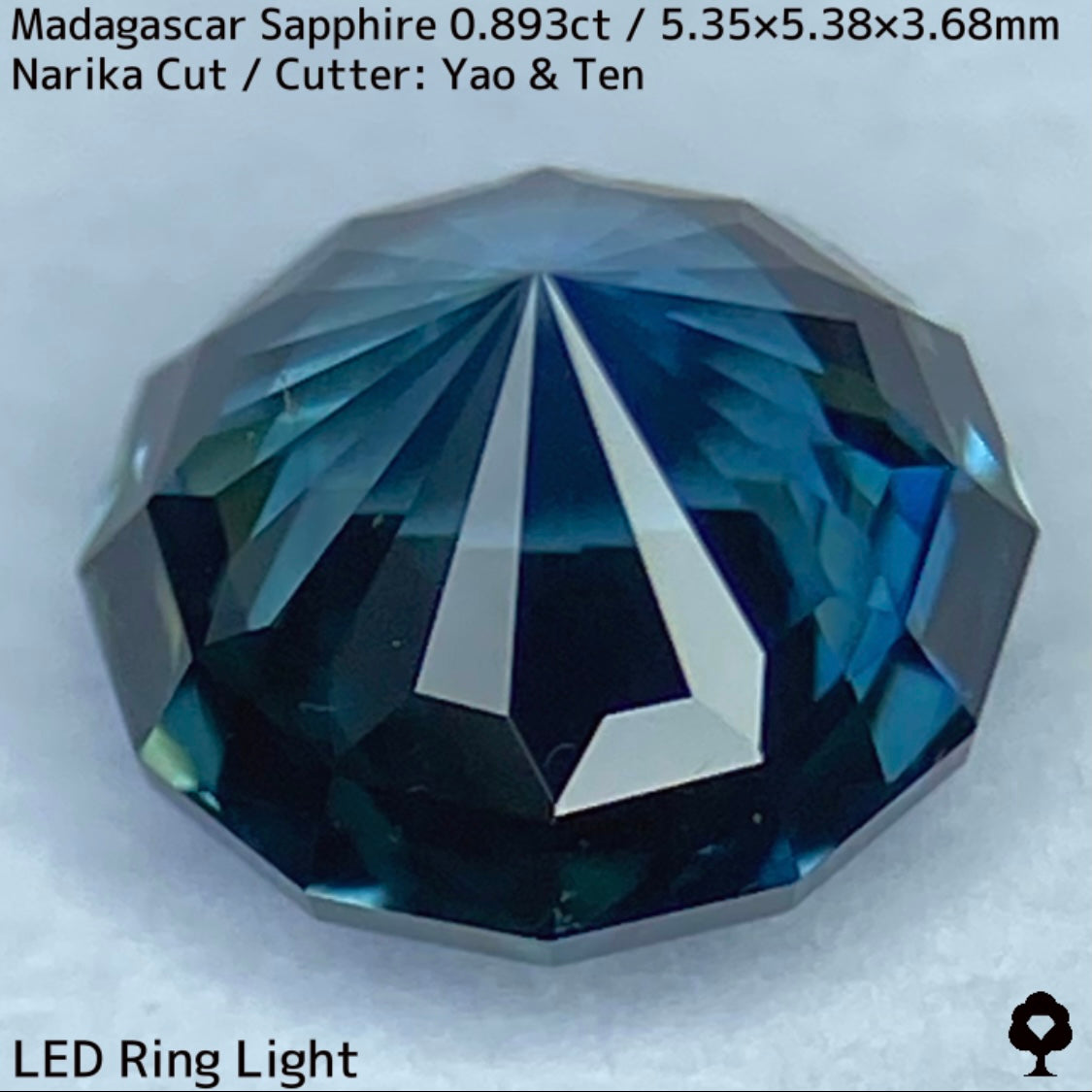 ほんのりミルキーでブルーにグリーンが混ざるナリカーカット★マダガスカル産サファイア0.893ct