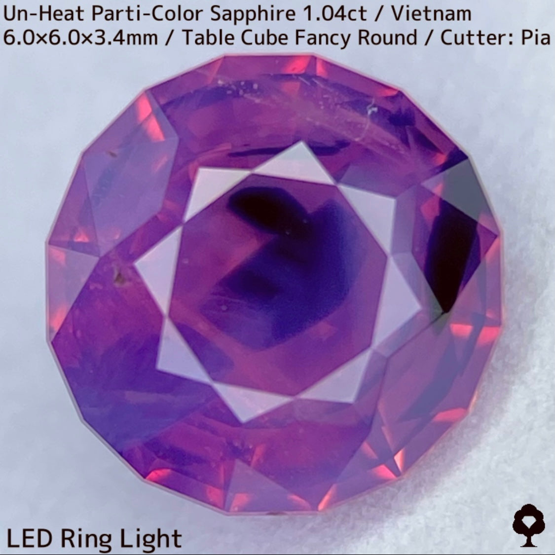 ベトナム産非加熱パーティカラーサファイア1.046ct★ベトナム産の面白さが詰まったシルキーネオン放つ1ctアップ