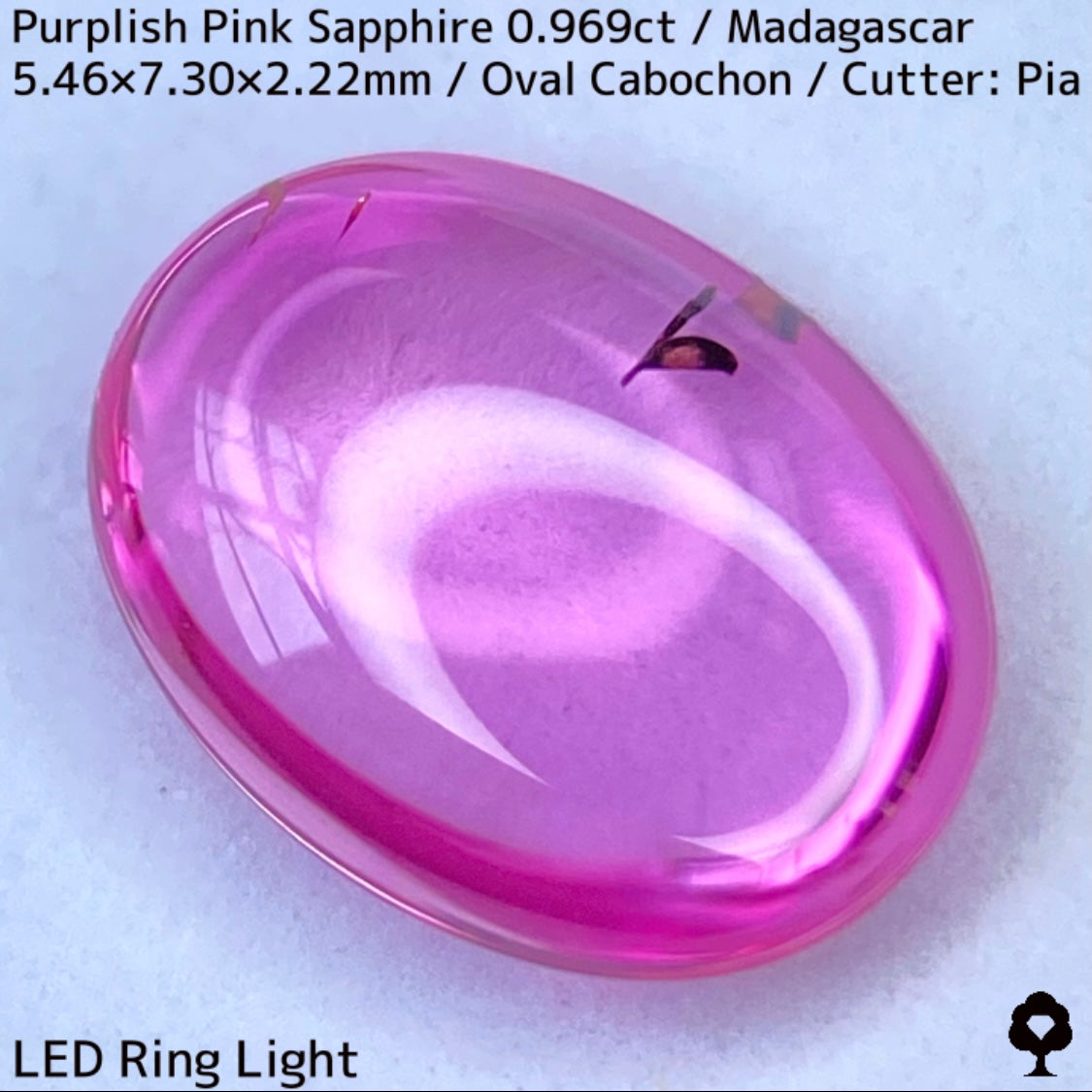マダガスカル産ピンクサファイア0.969ct★美しい石質の美ピンクに音符のような蝶のようなインクルが可愛い