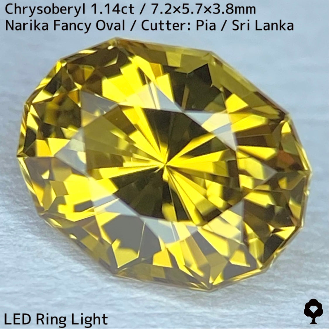 【お客さま専用】クリソベリル1.14ct★曇りなき美結晶から王道ゴールドの鋭いナリカーカットの煌めき
