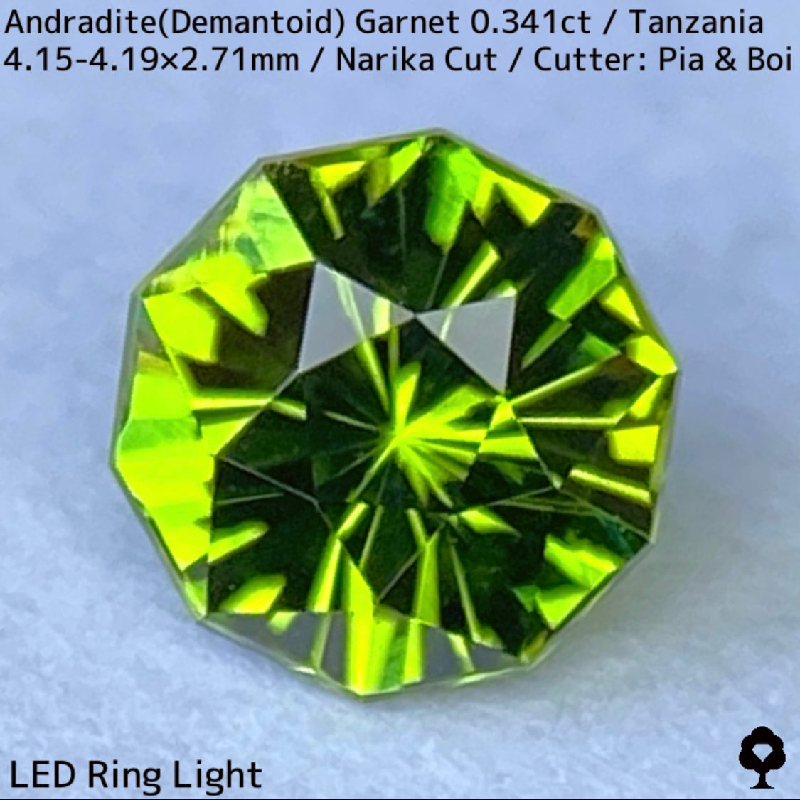 タンザニア産アンドラダイト(デマントイド)ガーネット0.341ct★希少産地の曇りなき美色美結晶の抜群カット