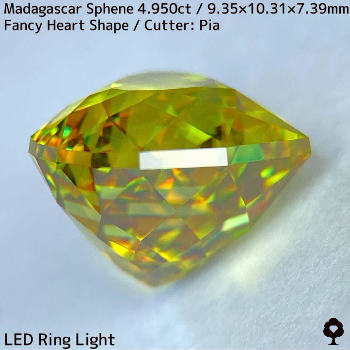 最高に煌めく超美結晶が完璧なファンシーハートシェイプに★マダガスカル産スフェーン4.950ct