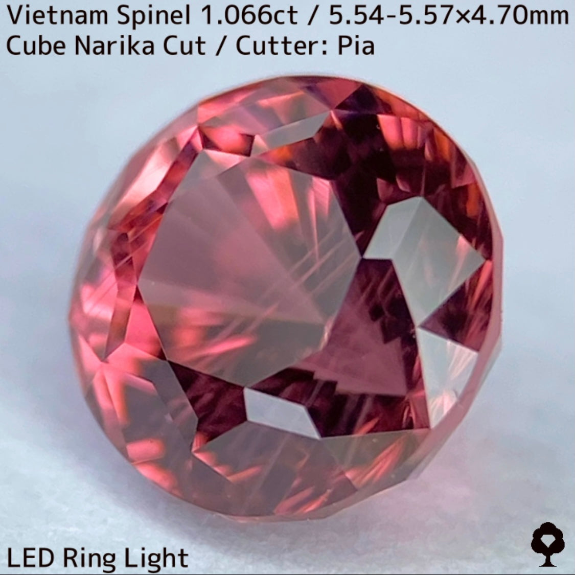 ベトナム産スピネル1.066ct★原石からつくりあげた厚みのあるプロボーションから8本の鋭い煌きはなつ大人の美色
