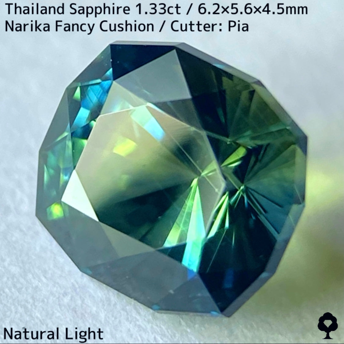 タイ産サファイア1.33ct★ブルー・グリーン・イエローの深いパーティ感のある秒針のような鋭い煌めき放つリバーシブルな一石