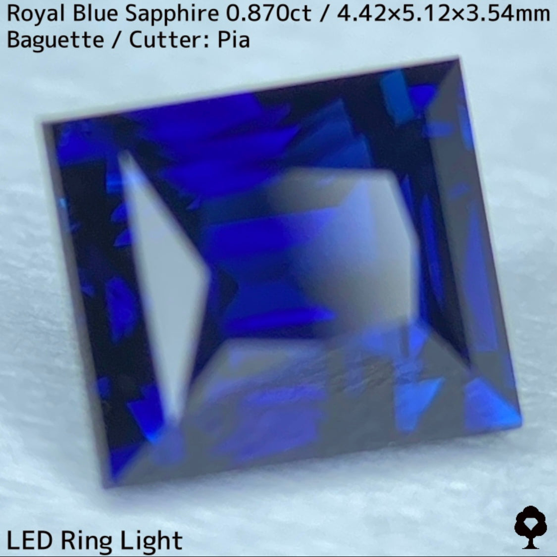 エチオピア産ロイヤルブルーサファイア0.870ct★シンプルなカットから湧き上がる鮮やかなロイヤルブルー★原石1.79ct付き