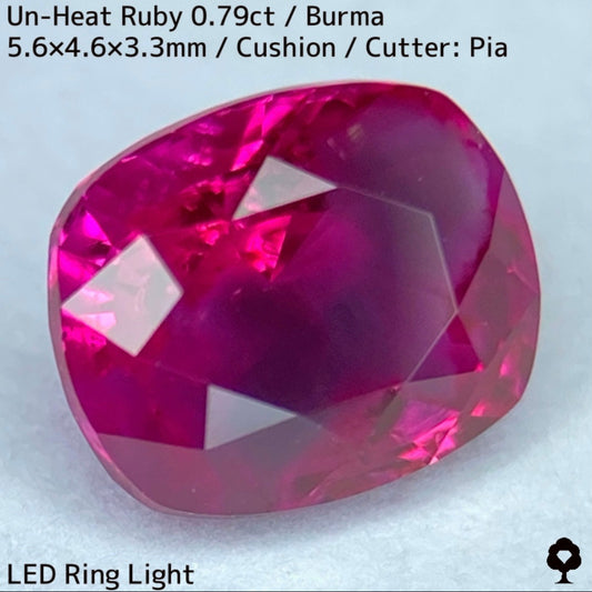 ビルマ産非加熱ルビー0.79ct★美色結晶をコウモリが覆うバットマンルビー
