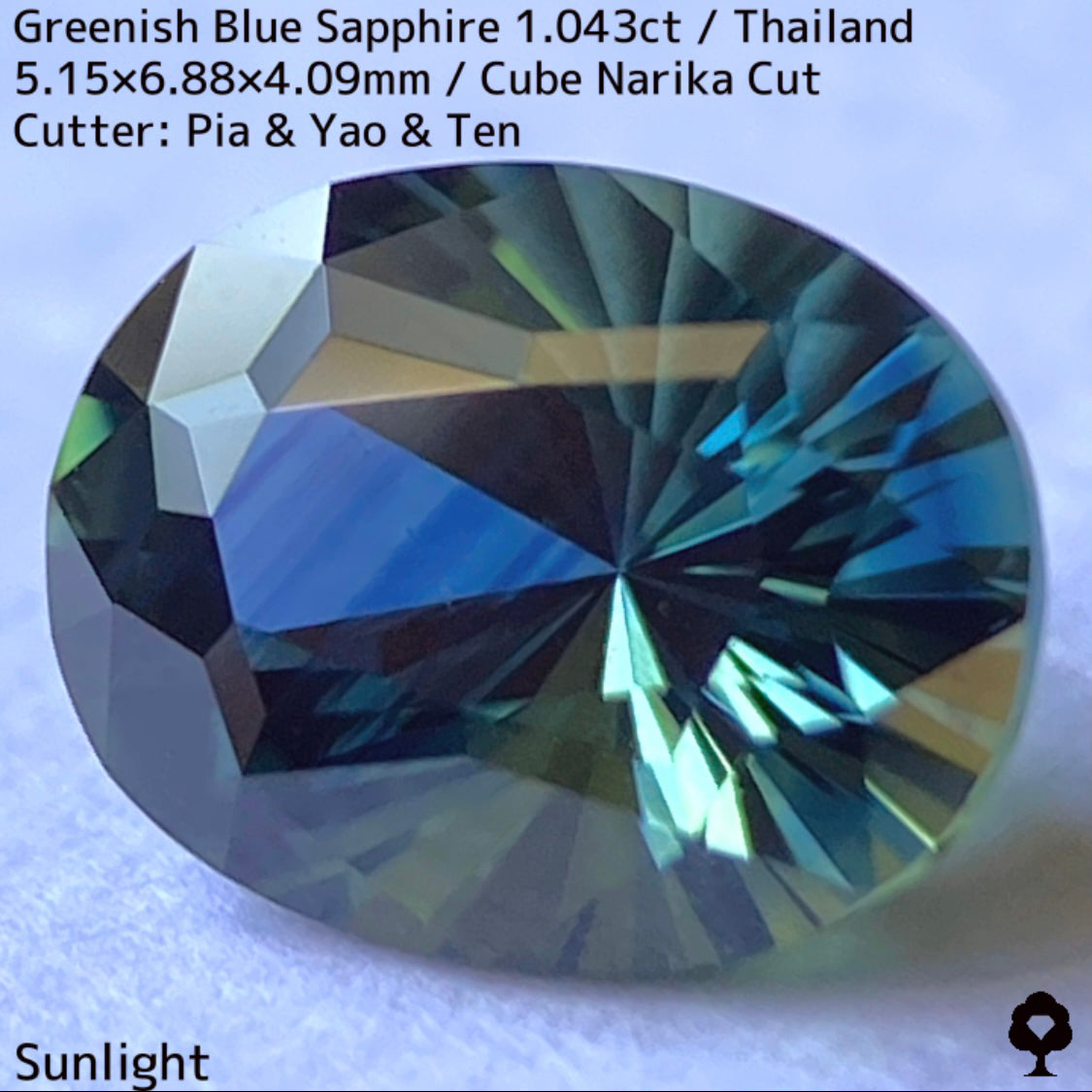 【ご当選者さま専用】タイ産グリニッシュブルーサファイア1.043ct★ディープカラーから煌めく羽根のようなティールブルー