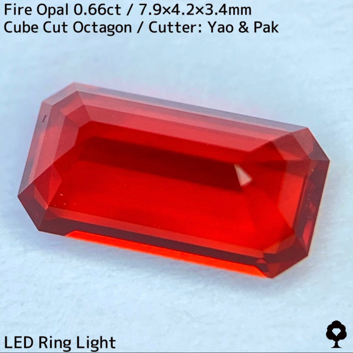 真っ赤な結晶から細やかな煌めきと直線の煌めき放つオクタゴン★ファイアーオパール0.66ct