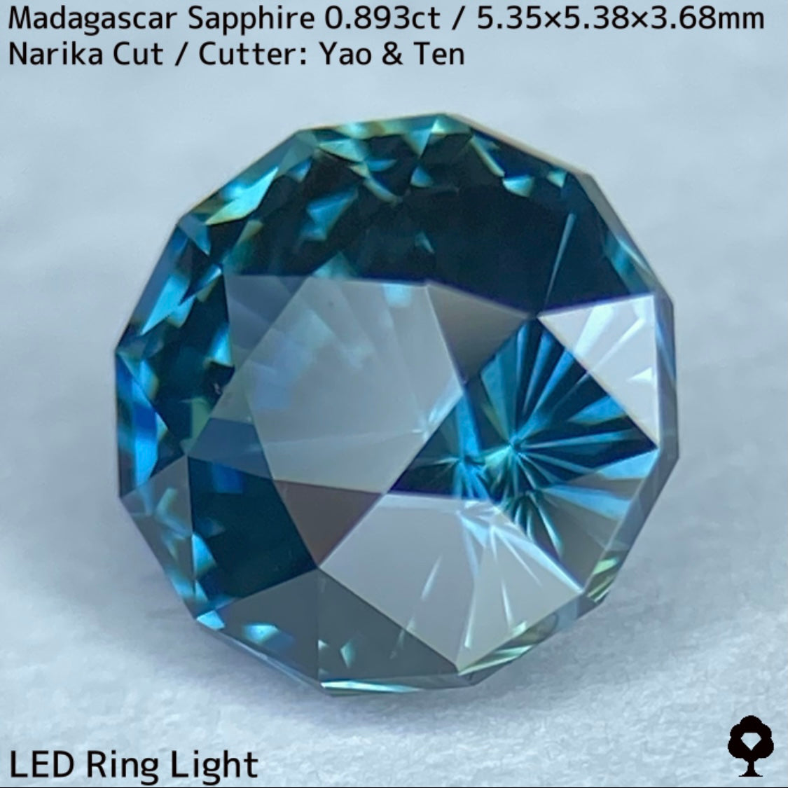 ほんのりミルキーでブルーにグリーンが混ざるナリカーカット★マダガスカル産サファイア0.893ct