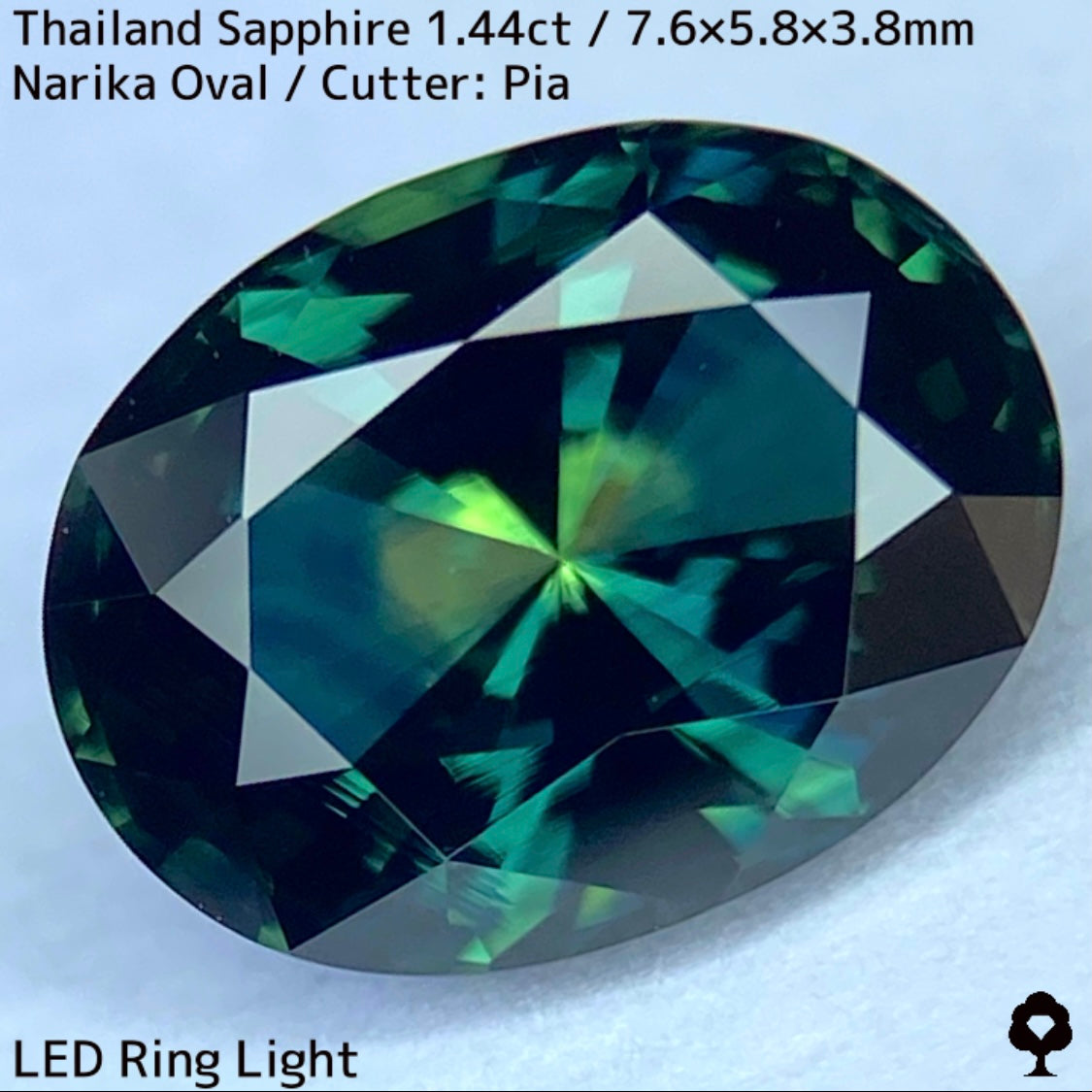 タイ産サファイア1.449ct★孔雀のようなカラーリングから鮮やかなグリニッシュブルー煌めき放つ自信作