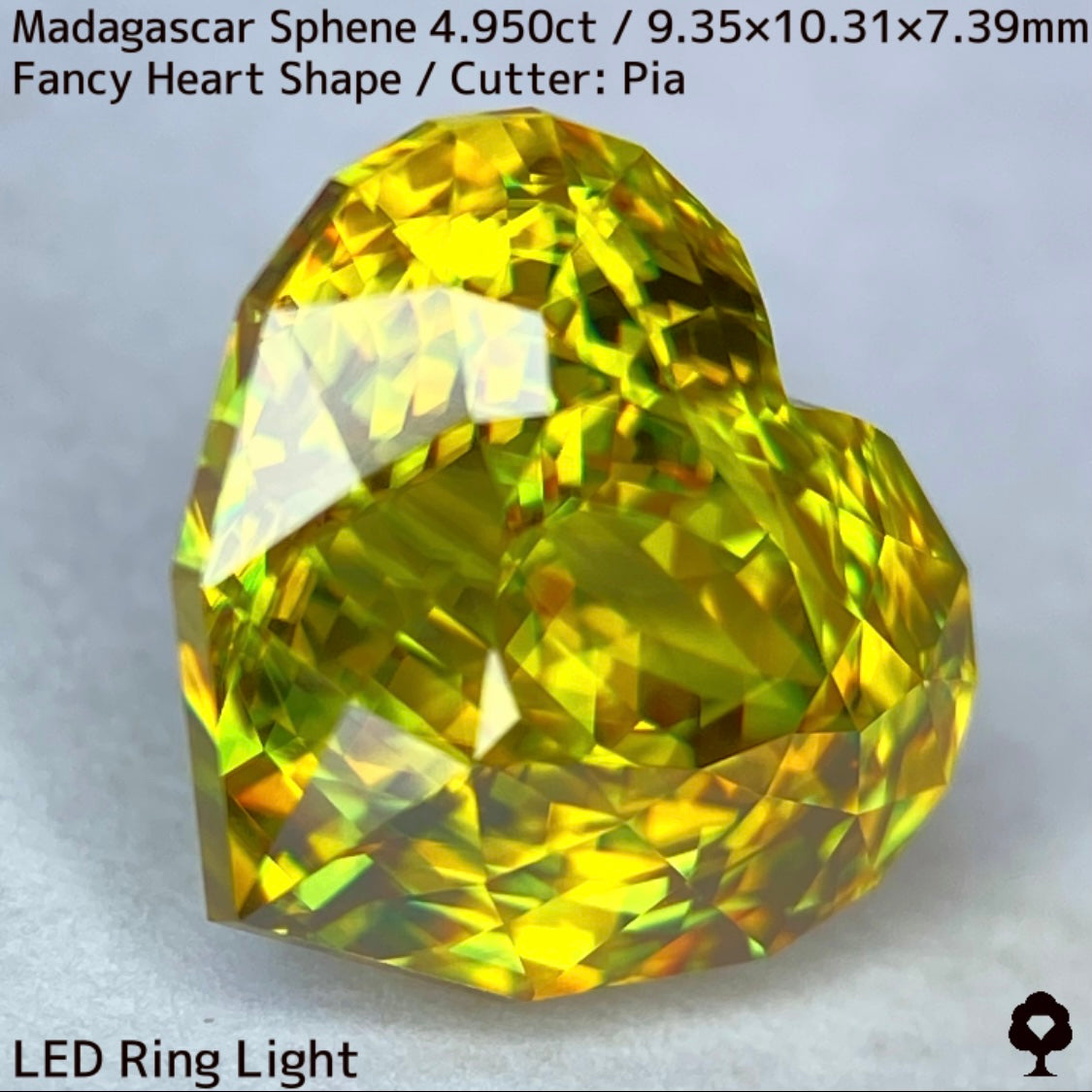 最高に煌めく超美結晶が完璧なファンシーハートシェイプに★マダガスカル産スフェーン4.950ct