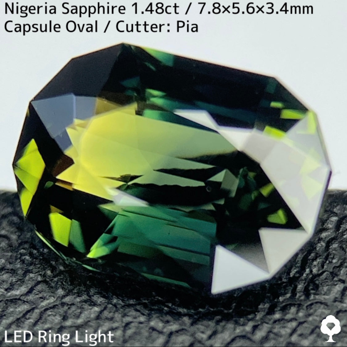 ナイジェリア産サファイア1.48ct★ディープカラーに潜む鮮やかなイエローとダークブルーが面白く美しい